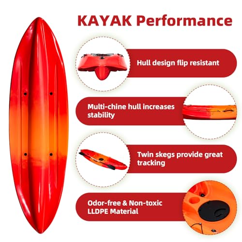 Garvee Fishing Kayaks 9.38FT Sit on Top Kayak for Adults with Paddle Sunset
