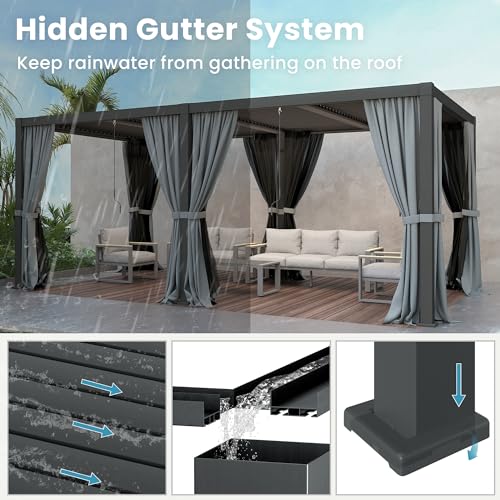 RoyalCraft 10' x 20' Outdoor Adjustable Louvered Pergola Gray
