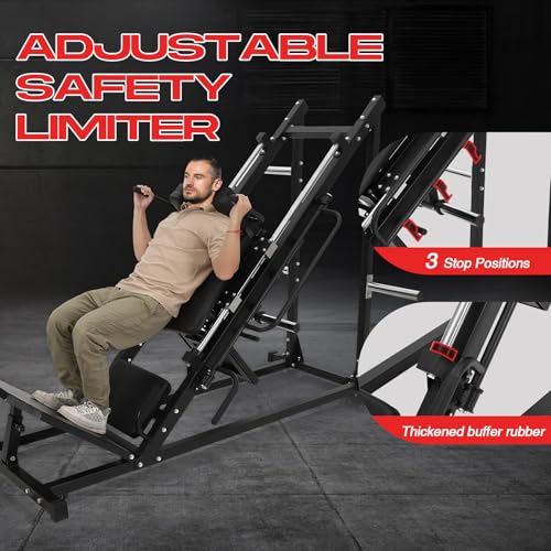 GarveeLife Leg Press Hack Squat Machine Adjustable 2-in-1 Black
