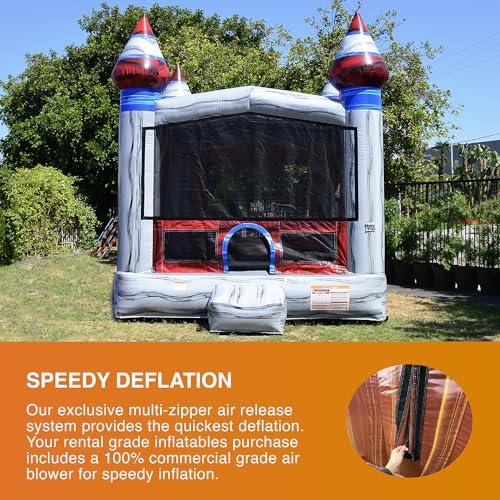 JumpOrange Titanium Commercial Inflatable Bounce House with Blower Grey