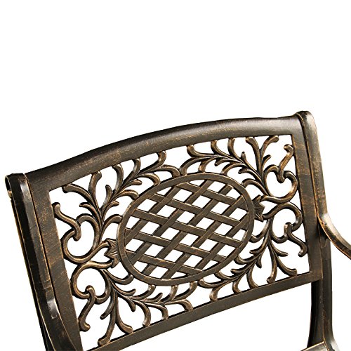 Oakland Living Contemporary Modern Ornate Mesh Lattice Outdoor Aluminum Patio Dining Set 95 Inch Bronze