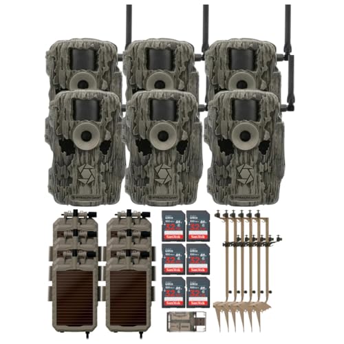 Stealth Cam 36MP Fusion Max Cellular Trail Camera Bundle with Solar Panel, Mounting Post, 32GB Memory Card, and Card Reader (6-Pack)