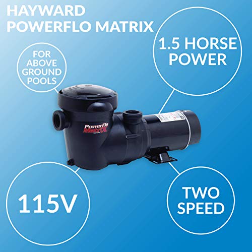 Hayward W3SP15932S PowerFlo Matrix Dual-Speed Above-Ground Pool Pump 1.5 HP Black