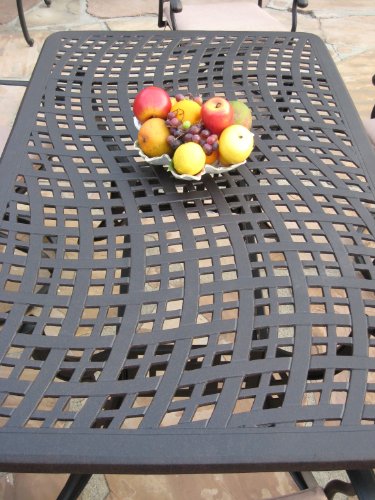Dining Set 7-Piece Outdoor Cast Aluminum Patio Furniture Brown