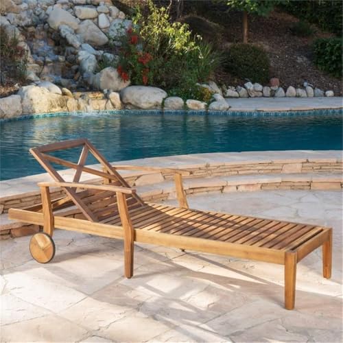 Afuera Living Outdoor Chaise Lounge Set of 4 Teak and Cream
