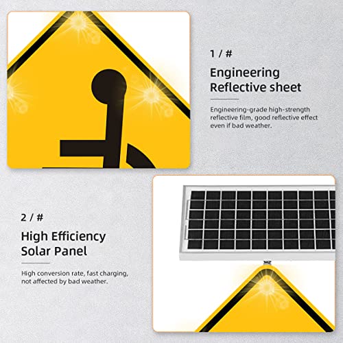 Generic 24'' Solar Powered LED Handicapped Crossing Sign Yellow