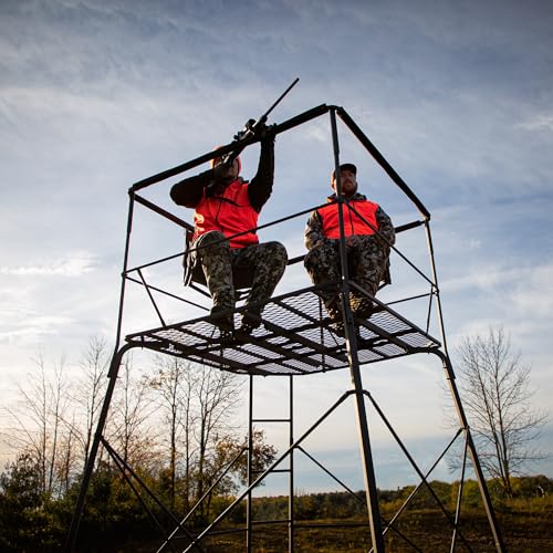 Rivers Edge Treestands 12’ 2-Man Quad Pod Tower Stand Black
