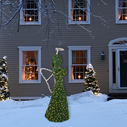 Northlight Lighted Commercial Topiary Angel Outdoor Christmas Decoration 6.5' Green