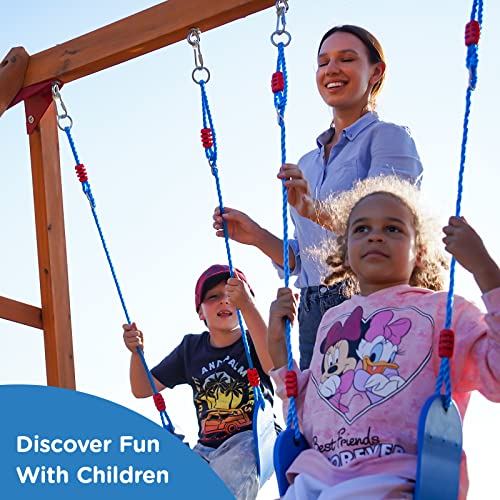 DOLPHIN PLAYGROUND T Wooden Swing Set with Slide & Climbing Wall for Kids Ages 3-9