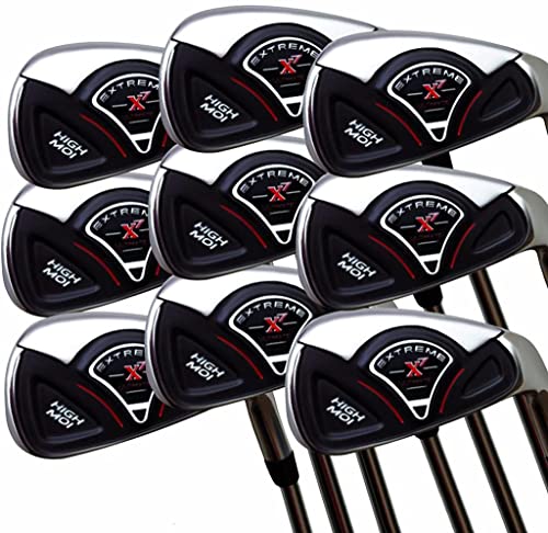 Extreme X7 Big & Tall Senior Men's Complete 9-Piece Iron Set (3-SW) Right Handed Senior Flex A Flex Club +1" Over - Black