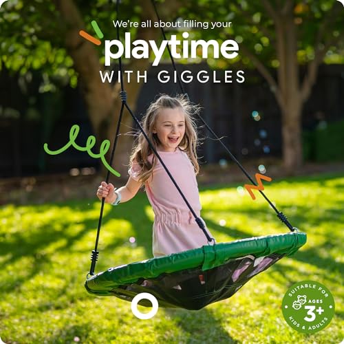 gobaplay Single Swing Set with Round Platform Tree Swing