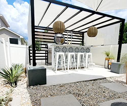 Sunjoy 10x12 ft Steel Outdoor Pergola with White Adjustable Shade and Privacy Screen