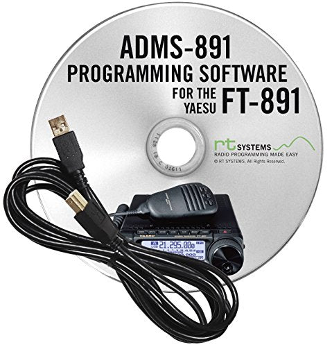 YAESU Radio Accessory Bundle - FT-891 HF/6M Transceiver, RT Systems Software/Cable, Ham Guides Quick Reference Card Black