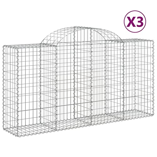 Arched Gabion Baskets 3 pcs Galvanized Iron 78.7"x19.7"x39.4"/47.2" White Black Other