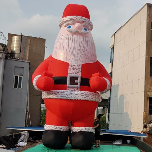 YBZCHLM Giant Christmas Inflatable Santa Claus with Gift Bag and LED Lights 20ft Red Model3