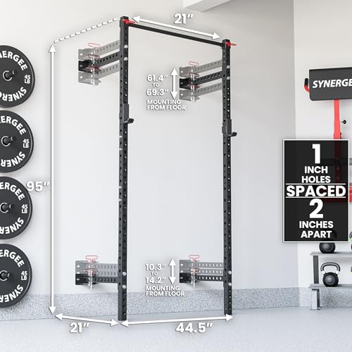 Synergee 2200 Series Folding Squat Rack with J-Cups & Pull Up Bar 95" Tall - 21" Depth