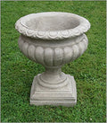 CC Outdoor Living Set of 2 Marble Finished Outdoor Garden Fluted Urn Planters 27" Ivory