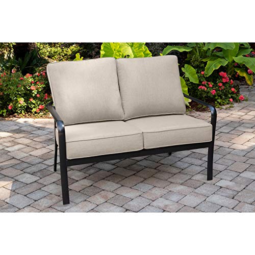 Hanover Cortino Aluminum Patio Loveseat with Sunbrella Cushions Gunmetal/Ash