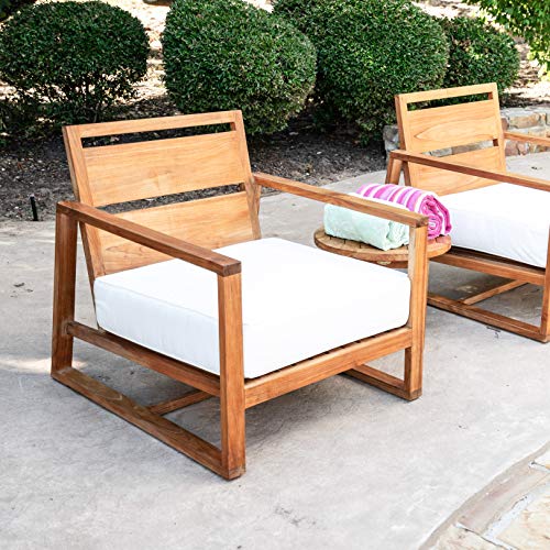 Alveare Home Santorini Cove Outdoor Teak Chair with Cushion Natural