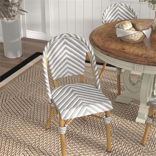 Furniture of America Acti Modern Aluminum Patio Dining Chair Set of 4 Gray