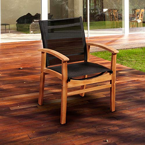 International Home Miami Amazonia Teak 11 Piece Extendable Patio Dining Set Black