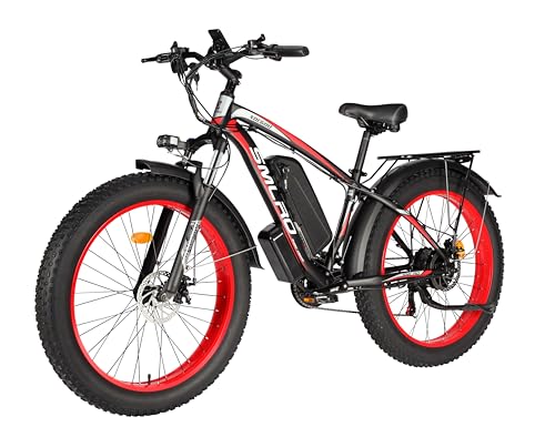 YinZhiBoo Electric Bike E-Bike Fat Tire 26" 4.0 Adults 1000W Black/Red
