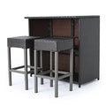 Christopher Knight Home Toranto Outdoor Wicker Bar Island Set 3-Pcs Multibrown
