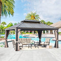 Patio Tree 10' x 12' Hardtop Aluminum Gazebo with Mosquito Net and Privacy Sidewalls