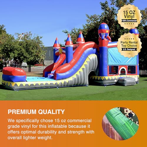 JumpOrange Commercial Inflatable Rocket Titan Dual Lane Bounce House with Slide Combo Rocket