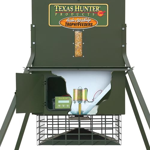 Texas Hunter Products Wildlife & Deer Feeder 650 lb. Capacity with 8-Foot Heavy-Duty Extension Legs Hunter Green