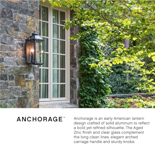 Hinkley Anchorage Large Outdoor Lantern - Aluminum, Clear Glass, Aged Zinc Finish