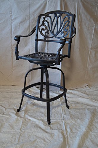Patio Land Elizabeth Outdoor Patio Swivel Bar Stools Cast Aluminum Dark Bronze