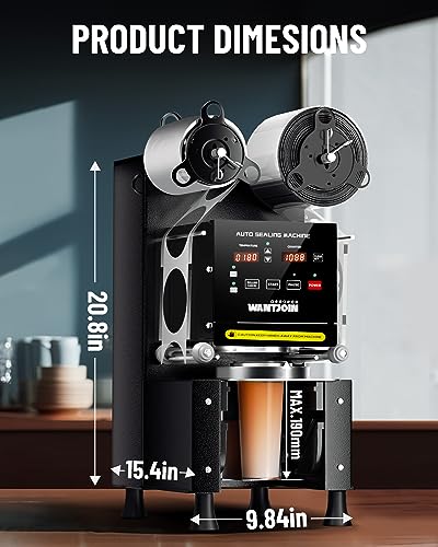 WantJoin Full Automatic Cup Sealing Machine 90/95mm Digital LCD Black