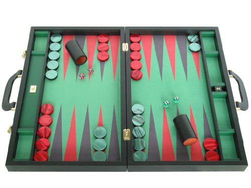 Zaza & Sacci Leather/Microfiber Backgammon Set 23" Large Attache Case Black