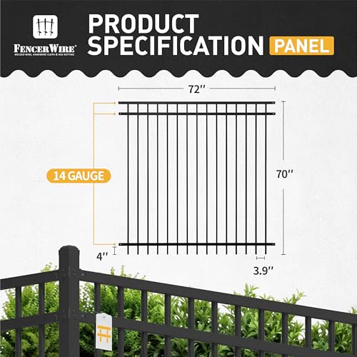 Fencer Wire Heavy Duty Flat Top Fence Barrier Panel Black, 6FT x 6FT, Pack of 10