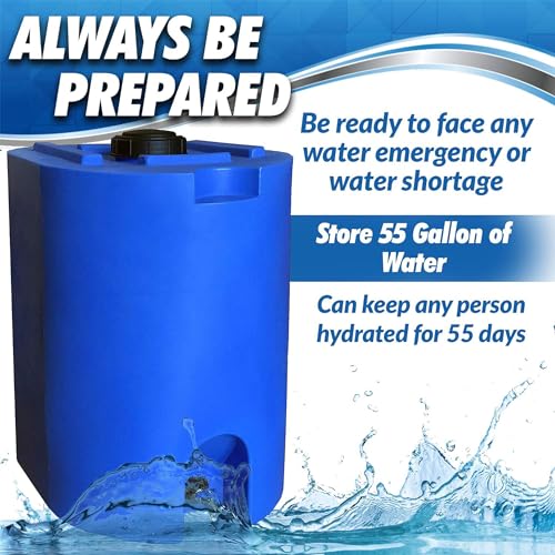 WaterPrepared 2 Pack 55 Gallon Stackable Rain Barrel Storage Blue