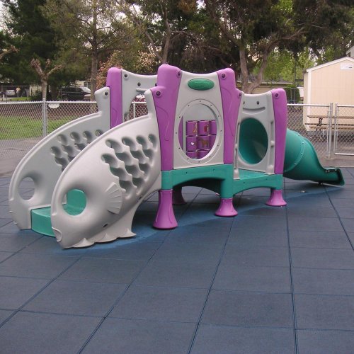 Rubber-Cal Eco-Safety Interlocking Playground Tiles 16 Pack Blue