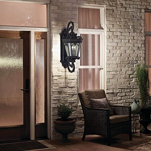 Bailey Street Home 4 Light Outdoor Wall Mount 37.75" Tall 14" Wide Londonderry Finish Clear