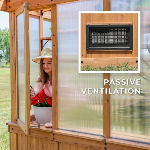 Backyard Discovery Poppy 11' x 7' Cedar Wood Greenhouse Kit Light Brown
