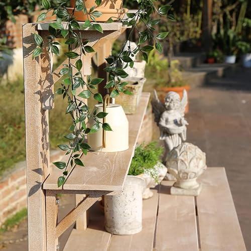 Bakufu Outdoor Garden Potting Bench Open Shelf 4 Layer Multifunction Storage Brown
