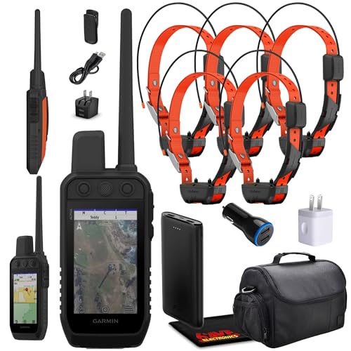 Garmin Alpha 300 Handheld Tracking System Bundle with 5X Dog Collars and Accessories Black