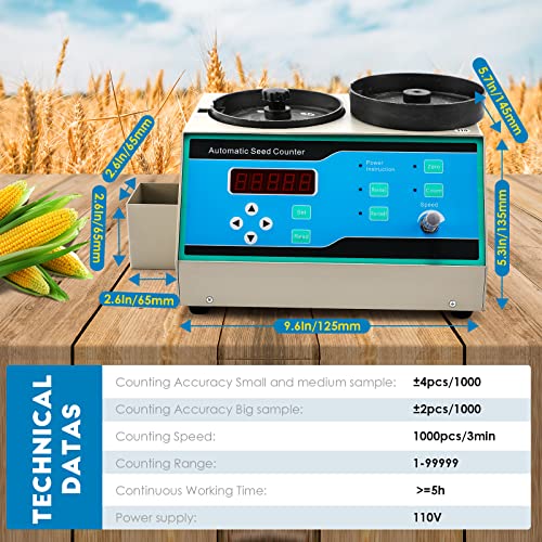CGOLDENWALL Automatic Counter Machine for Rice Seeds, Soybean, Corn, Wheat, Sunflower, Vegetable Grain Blue