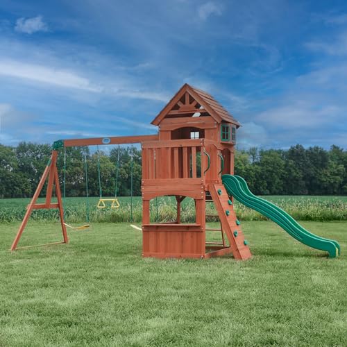 Backyard Discovery Atlantis Cedar Wooden Swing Set Brown