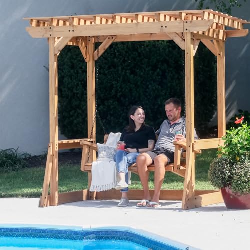 Backyard Discovery Callahan Cedar Wood Outdoor Pergola Swing Bench Light Brown