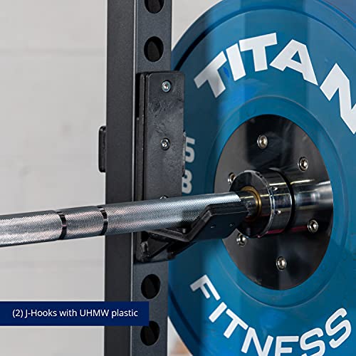 Titan Fitness T-2 Series Power Rack with J-Hooks and Pull-Up Bar Black