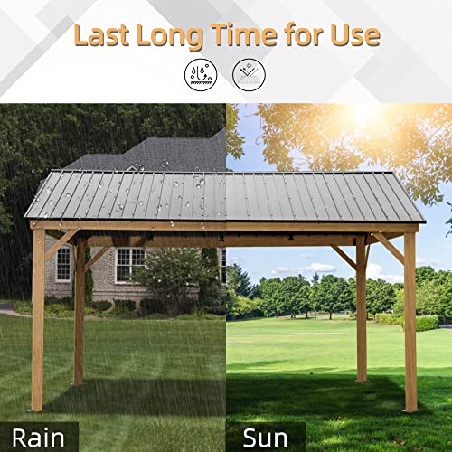 Domi Outdoor Living 12’x14’ Hardtop Aluminum Gazebo with Galvanized Steel Roof Wood Grain