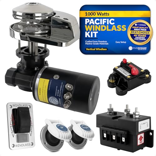 Five Oceans Vertical Windlass Kit 1000W 12V DC Silver/Black