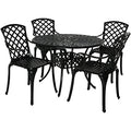 Sunnydaze 5-Piece Cast Aluminum Patio Dining Set - 4 Chairs and 41" Table Black