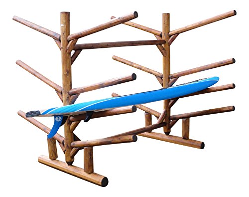 Log Kayak Rack 5 Kayak or Canoe Plus 2 SUP or Surfboard Unfinished