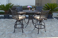 PatioLand Grand Tuscany 5-Piece Outdoor Bar Set 48" Cast Aluminum Dark Bronze Sunbrella Sesame